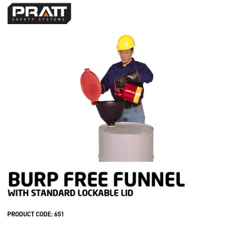 PRATT BURP FREE FUNNEL WITH STANDARD LOCKABLE LID 